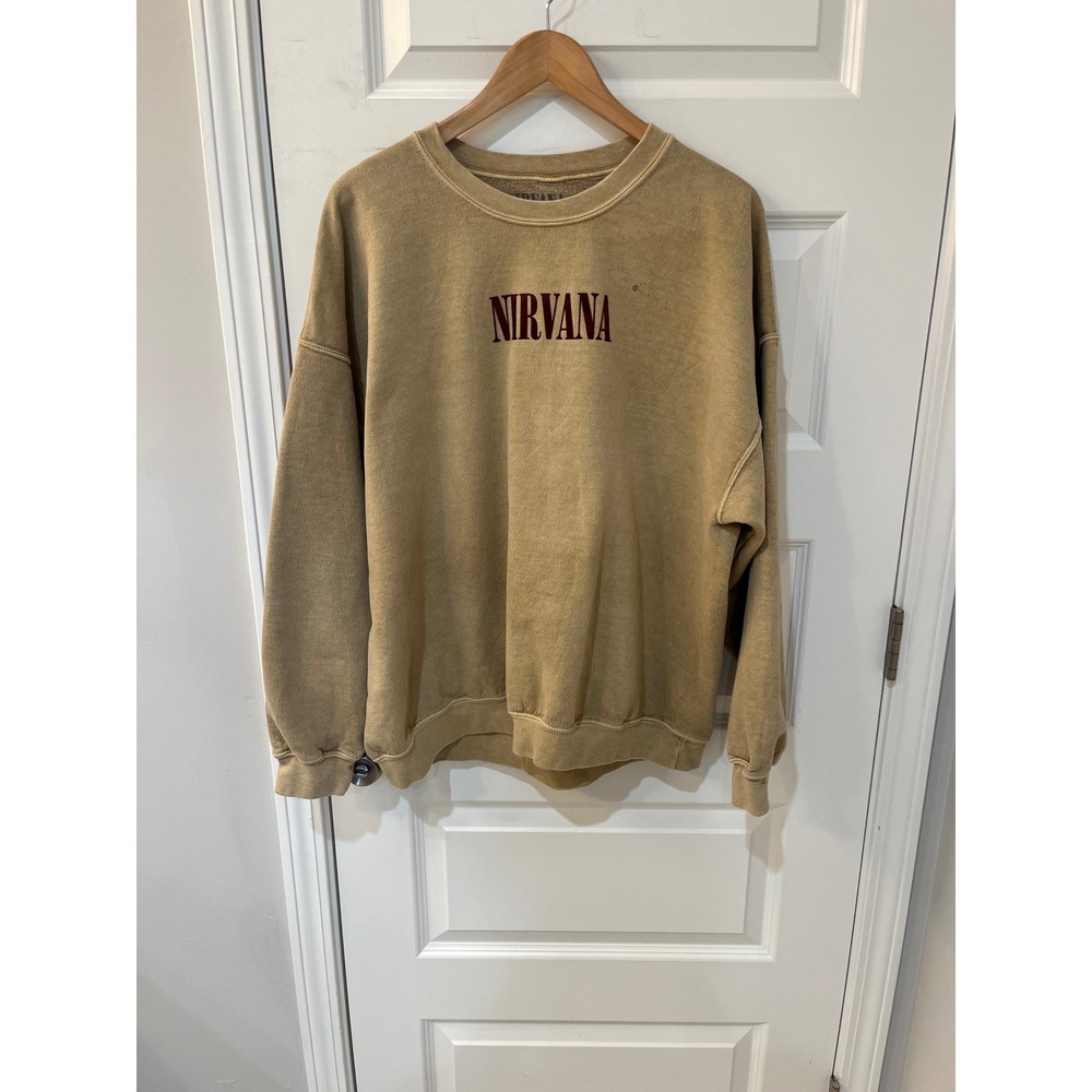 Nirvana In Utero Graphic Sweatshirt Womens 2XL Tan Washed Crewneck Pullover